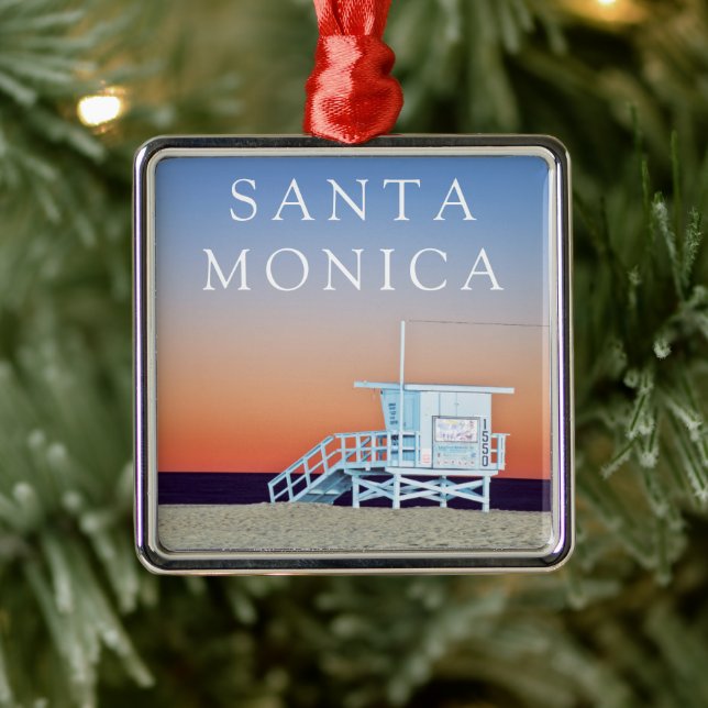 Santa Monica Beach | Los Angeles, Kalifornien Julgransprydnad Metall (Träd)