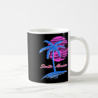 Santa Monica Beach Outrun 80s Aesthetic Vaporwave Kaffemugg