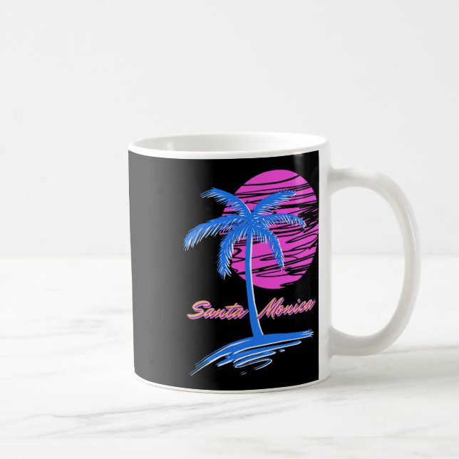 Santa Monica Beach Outrun 80s Aesthetic Vaporwave Kaffemugg (Höger)