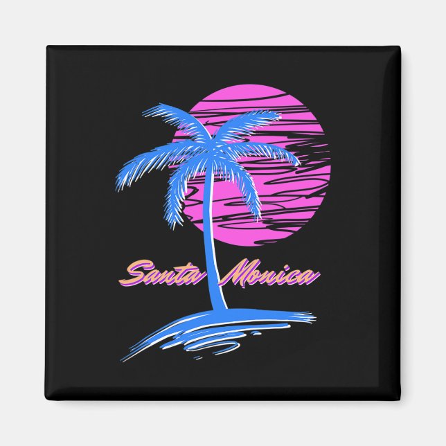 Santa Monica Beach Outrun 80s Aesthetic Vaporwave Magnet (Framsidan)