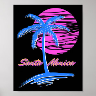 Santa Monica Beach Outrun 80s Aesthetic Vaporwave Poster