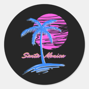 Santa Monica Beach Outrun 80s Aesthetic Vaporwave Runt Klistermärke
