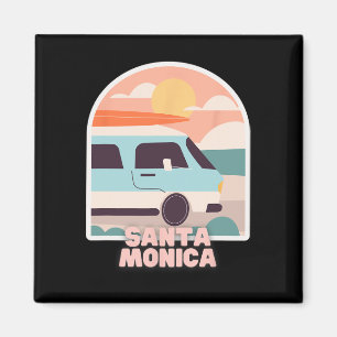 Santa Monica Beach Retro Pastel Färg Sol och Sur Magnet