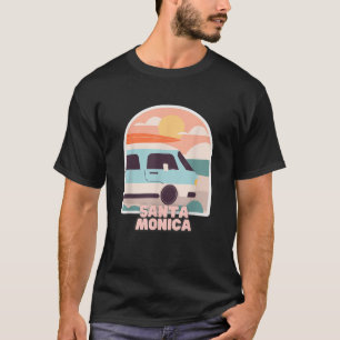Santa Monica Beach Retro Pastel Färg Sol Surfing T Shirt