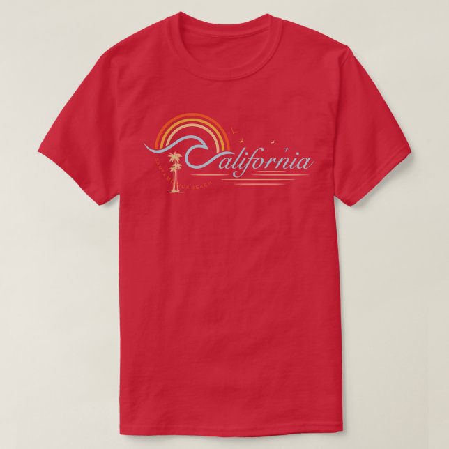 Santa Monica Beach Sommardesign TShirt T Shirt (Design framsida)