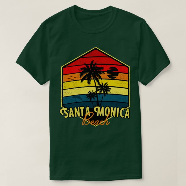 Santa Monica Beach Surfing California Retro T Shirt (Design framsida)