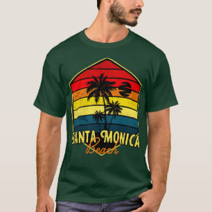 Santa Monica Beach Surfing California Retro T Shirt