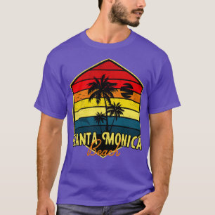 Santa Monica Beach Surfing California Retro T Shirt