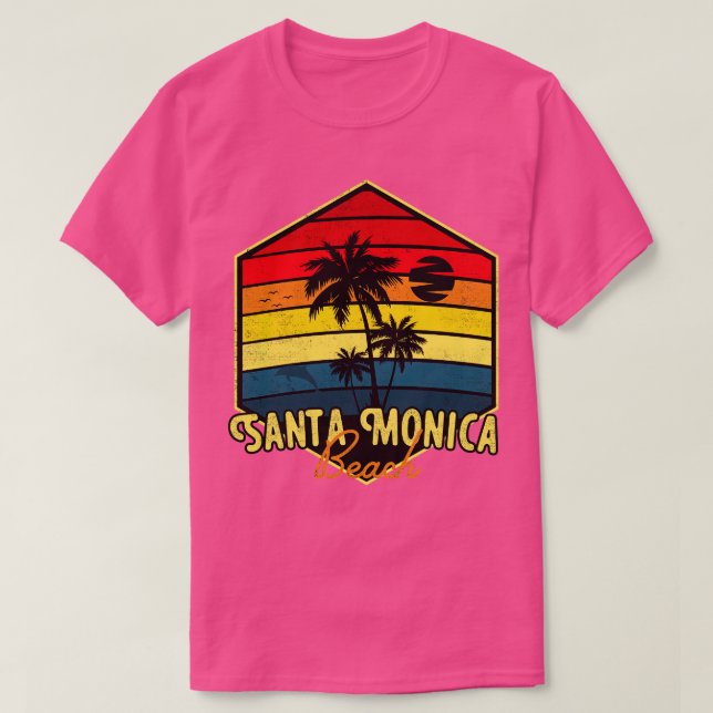 Santa Monica Beach Surfing California Retro T Shirt (Design framsida)