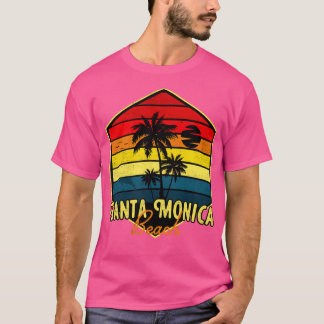 Santa Monica Beach Surfing California Retro T Shirt