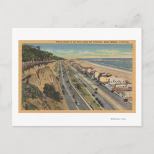 Santa Monica, CA - Beach Scene Along Palisades Vykort