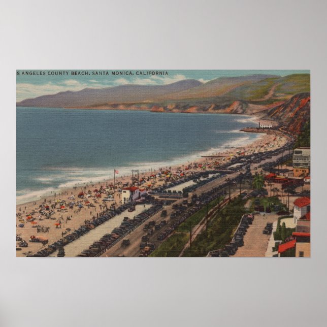Santa Monica, CA - Los Angeles County Beach Scen Poster (Framsidan)