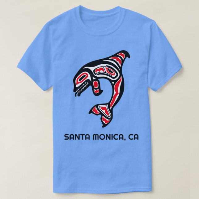Santa Monica, CA Native American Orca Killer Whale T Shirt (Design framsida)