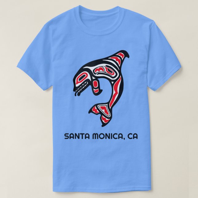 Santa Monica, CA Native American Orca Killer Whale T Shirt (Design framsida)