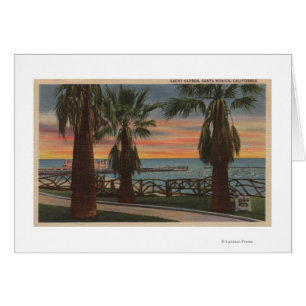 Santa Monica CA - yachthamnen och solnedgången Hälsningskort