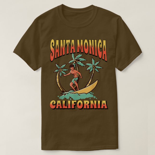 Santa Monica California Beach Surfa Summer Vacatio T Shirt (Design framsida)