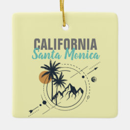 Santa Monica California Geometric Handflatan Julgransprydnad Keramik