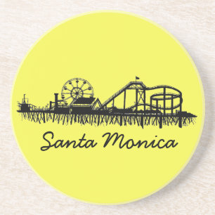 Santa Monica California Pier Beach Ferris Wheel Underlägg Sandsten