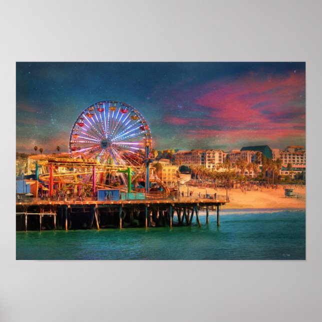 Santa Monica California Pier Ferris Wheel Poster (Framsidan)