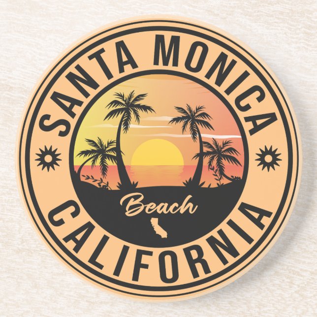 Santa Monica California Retro Sunset Souvenirs 80- Underlägg (Framsidan)