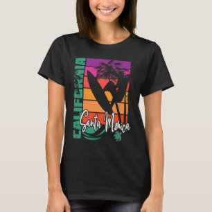 Santa Monica California Retro Sunset Surfin Surfin T Shirt
