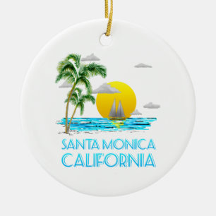 Santa Monica California Sailing Julgransprydnad Keramik