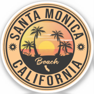 Santa Monica California Sunset Vacation Souvenirs Klistermärken