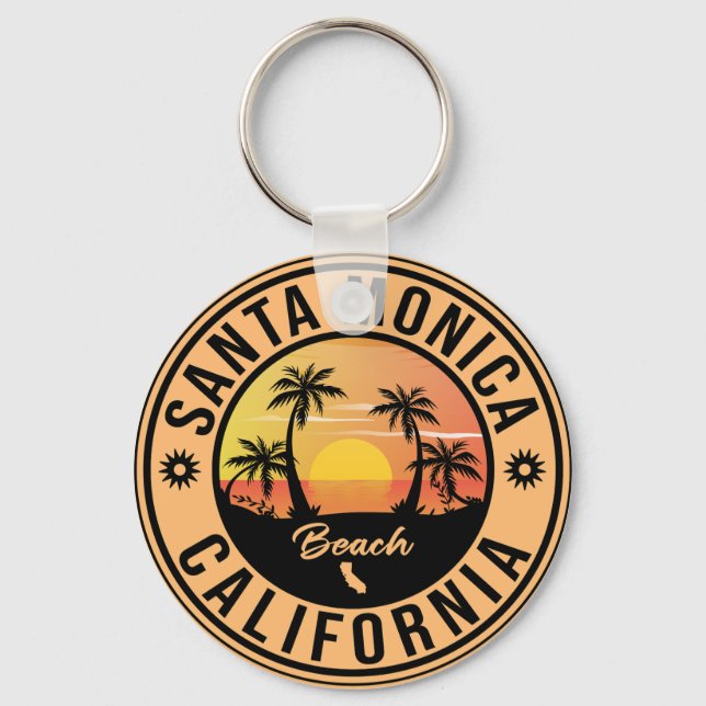 Santa Monica California Sunset Vacation Souvenirs Nyckelring (Framsida)