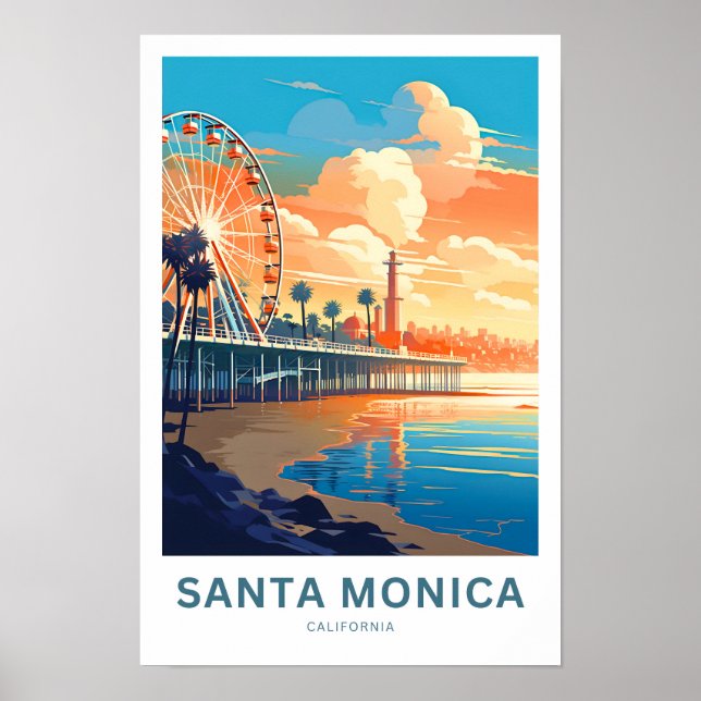 Santa Monica California Travel Print Poster (Framsidan)