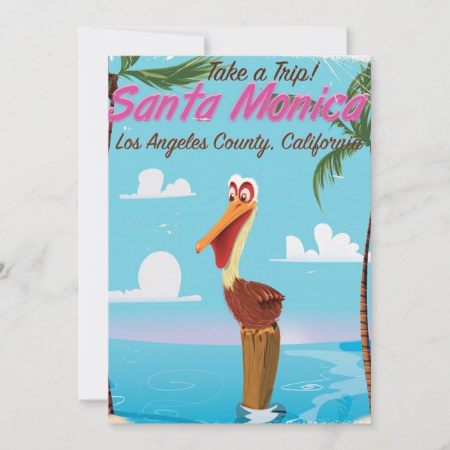 Santa Monica Cartoon retro resemålderplakat (Framsida)