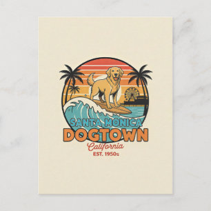 Santa Monica “Dogtown” CA Retro 1950-tal Vykort
