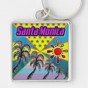 Santa Monica Freedom Keychain Fyrkantig Silverfärgad Nyckelring