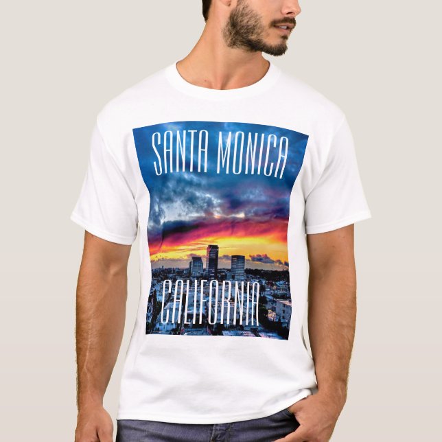 Santa Monica Kalifornien kort muff T-tröja T-shirt (Framsida)