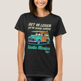 Santa Monica Kalifornien Surf Girl Kvinnor Män Vin T Shirt