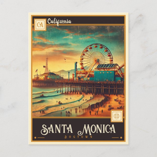 Santa Monica, Kalifornien | VINTAGE Vykort (Framsida)