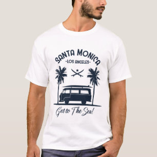 Santa Monica Los Angeles Kom till havet Retro Surf T Shirt