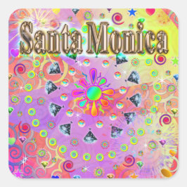 Santa Monica Lucky Golden Sticker Fyrkantigt Klistermärke