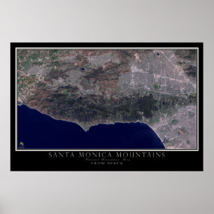 Santa Monica Mountains California Satellite Karta Poster