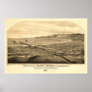 Santa Monica Panoramic Birds Öga View Poster
