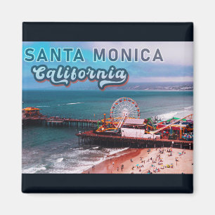 Santa Monica Pier Ca USA Retro Souvenirs 80-tal Magnet