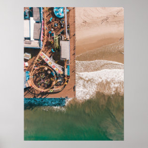 SANTA MONICA PIER, CALIFORNIA - AERIAL VIEW POSTER