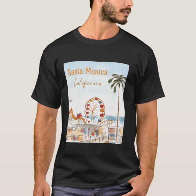 Santa Monica Pier California Långärmad T Shirt (Framsida)