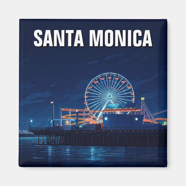 Santa Monica Pier California Los Angeles Magnet (Framsidan)