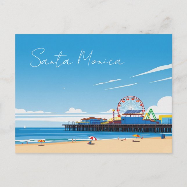 Santa Monica Pier California Los Angeles Vykort (Framsida)