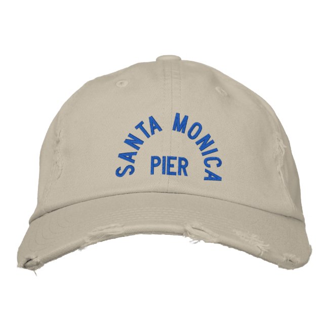 SANTA MONICA PIER Distress Chino Twill Cap Broderad Keps (Framsida)