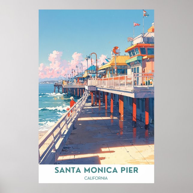 Santa Monica Pier - Kalifornien Attraktion Poster (Framsidan)