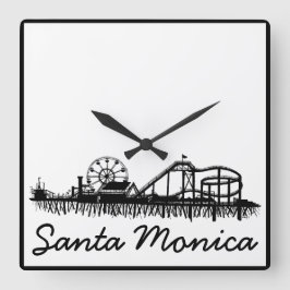 Santa Monica Pier Los Angeles California Beach Fyrkantig Klocka