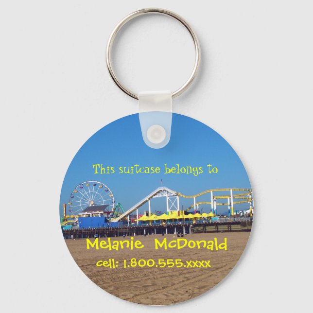 Santa Monica Pier Luggage Tag Nyckelring (Framsida)