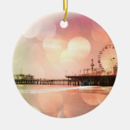 Santa Monica Pier - mousserande Rosa Photo Edit Julgransprydnad Keramik