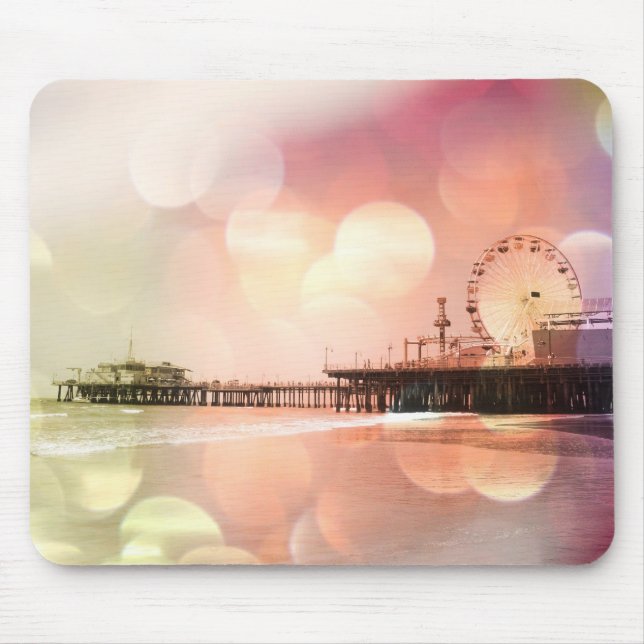 Santa Monica Pier - mousserande Rosa Photo Edit Musmatta (Framsidan)